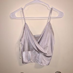 Zara Silver Surplice Tank